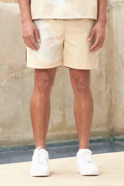 boohooMAN PU Elasticated Waistband Splice Short Print | UK| Sets & Co-Ords