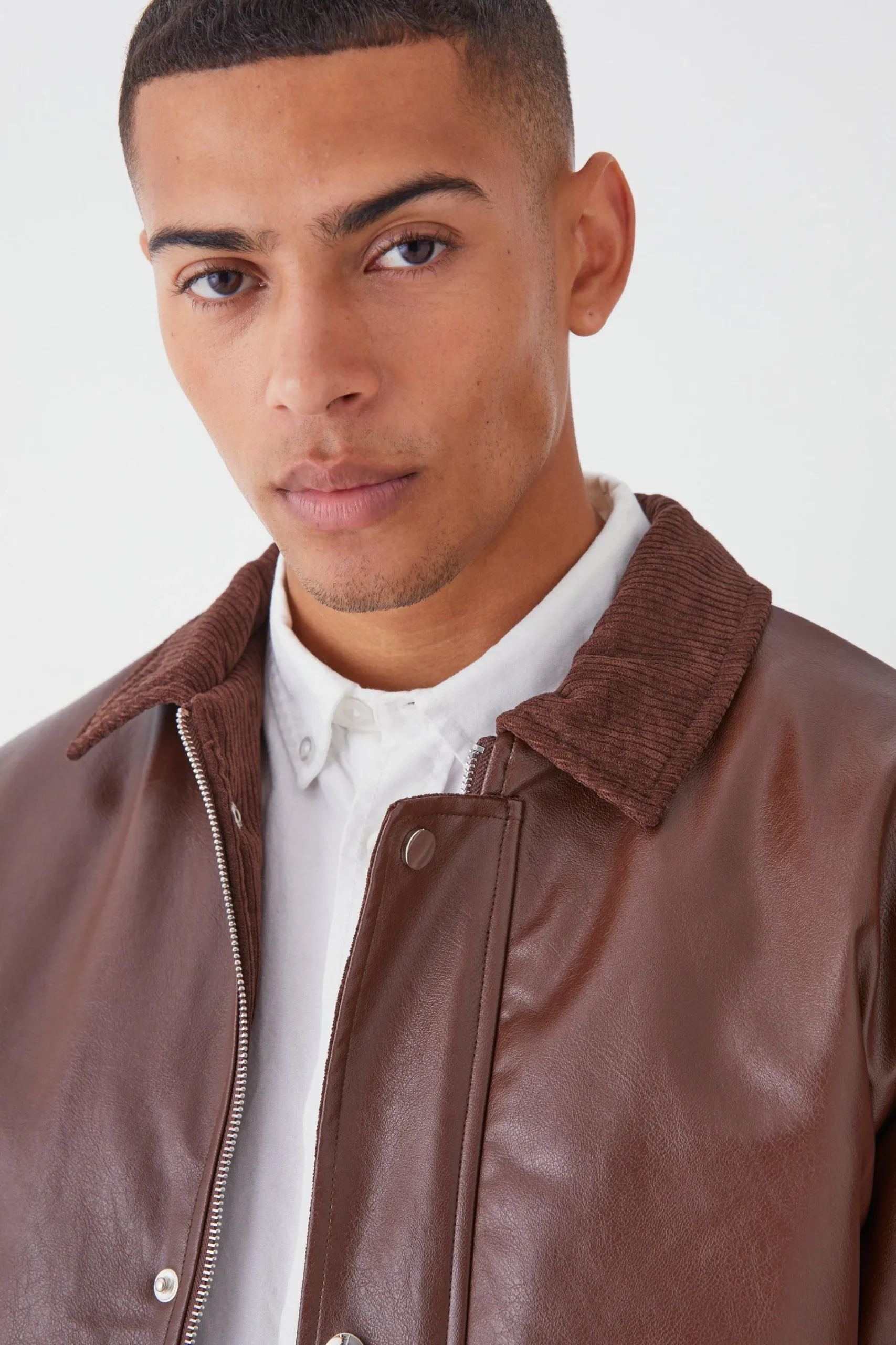 boohooMAN Pu Harrington With Cord Trims | UK| Coats & Jackets