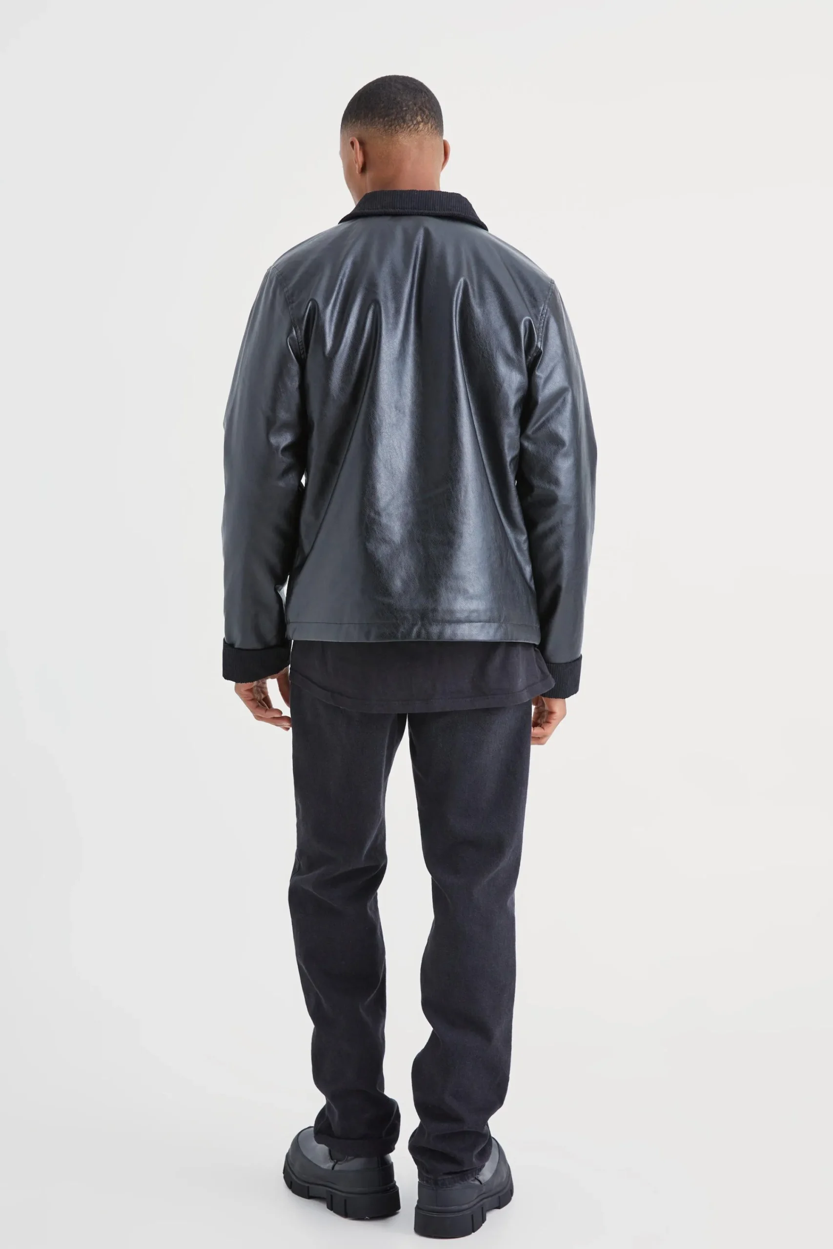 boohooMAN Pu Harrington With Cord Trims | UK| Coats & Jackets