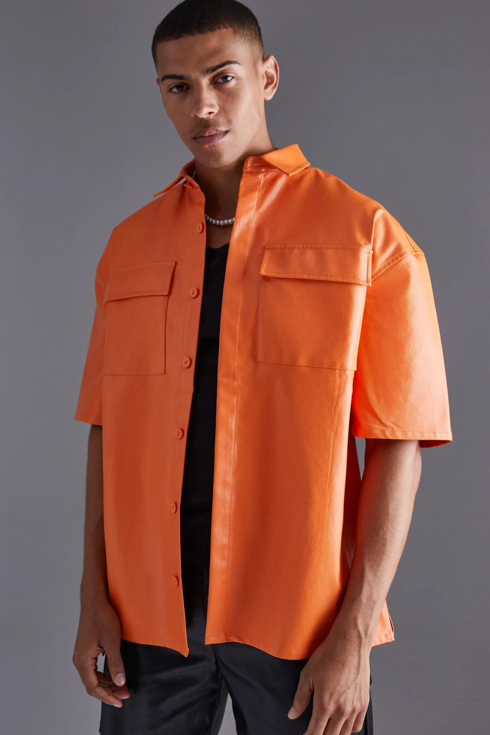 boohooMAN Pu Oversized Boxy Shirt | UK| Shirts