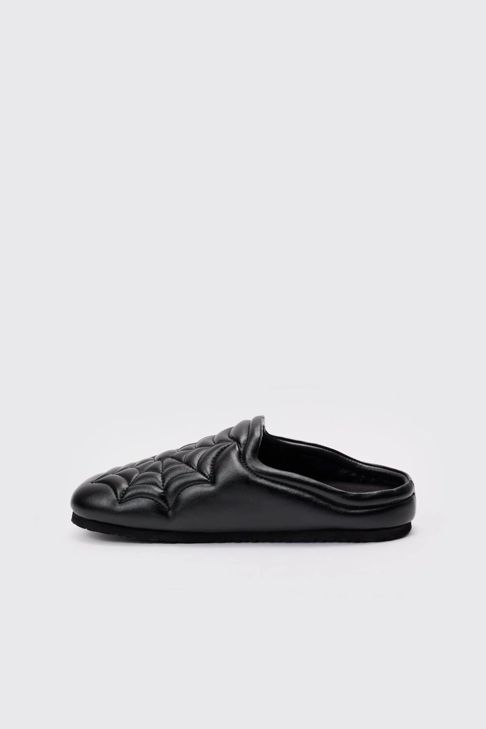 boohooMAN PU Padded Spiderweb Mule In | UK| Sliders & Slippers