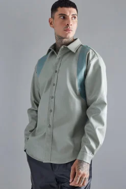 boohooMAN Pu Panel Detail Overshirt | UK| Shirts