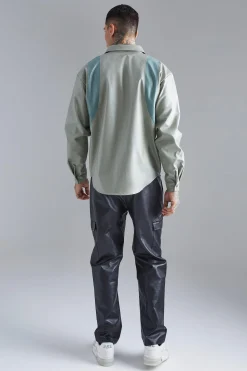 boohooMAN Pu Panel Detail Overshirt | UK| Shirts