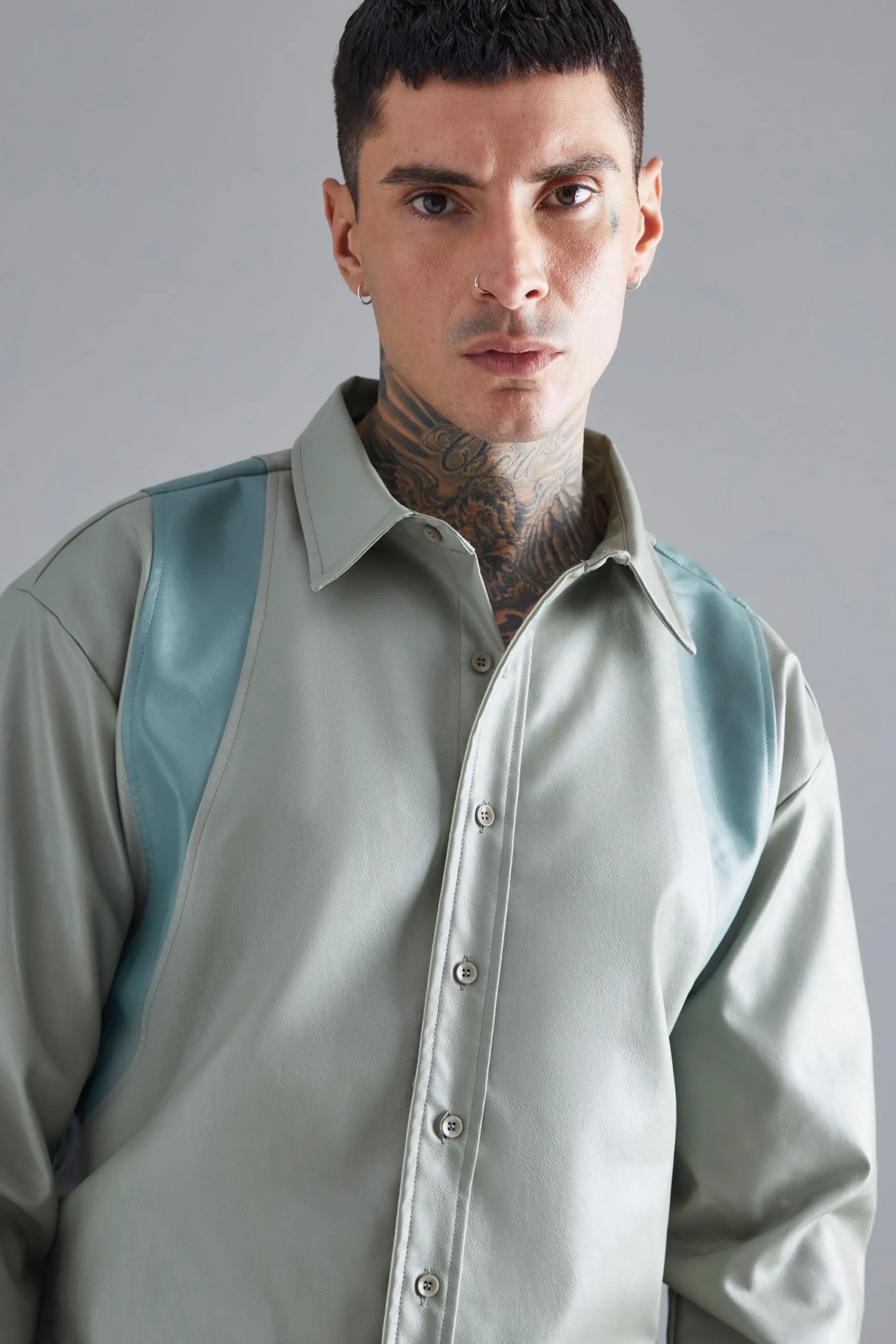 boohooMAN Pu Panel Detail Overshirt | UK| Shirts