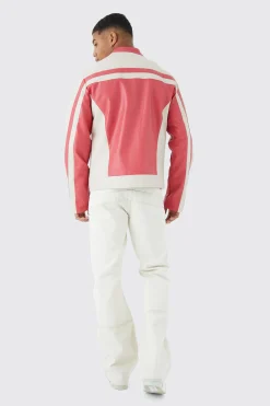 boohooMAN Pu Panelled Moto Biker Jacket With Badges | UK| Coats & Jackets