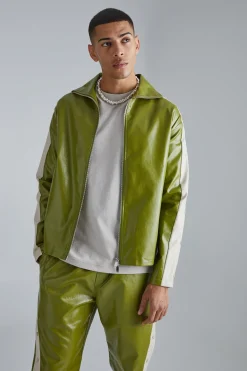 boohooMAN Pu Popper Sleeve Funnel Neck Jacket | UK| Sets & Co-Ords