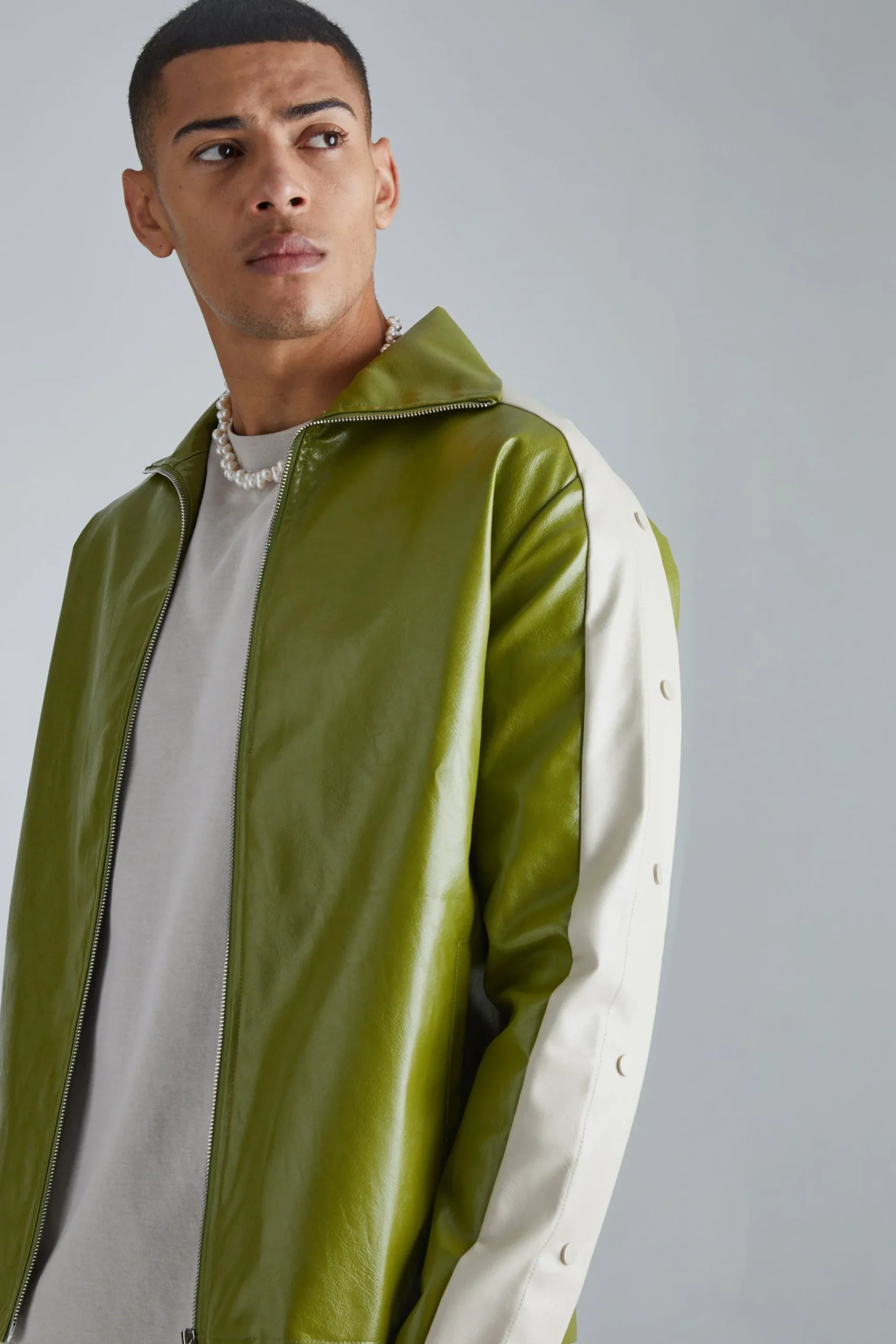 boohooMAN Pu Popper Sleeve Funnel Neck Jacket | UK| Sets & Co-Ords