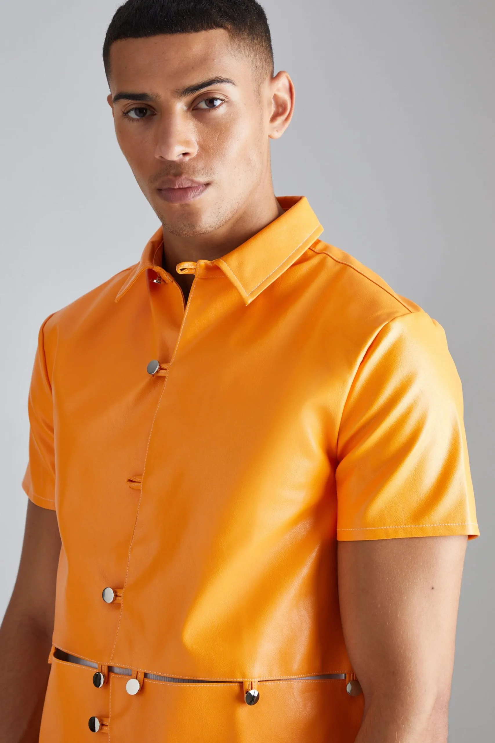 boohooMAN Pu Short Sleeve Detachable Shirt | UK| Shirts
