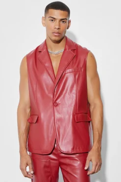 boohooMAN PU Sleeveless Straight Fit Suit | UK| Suits & Tailoring