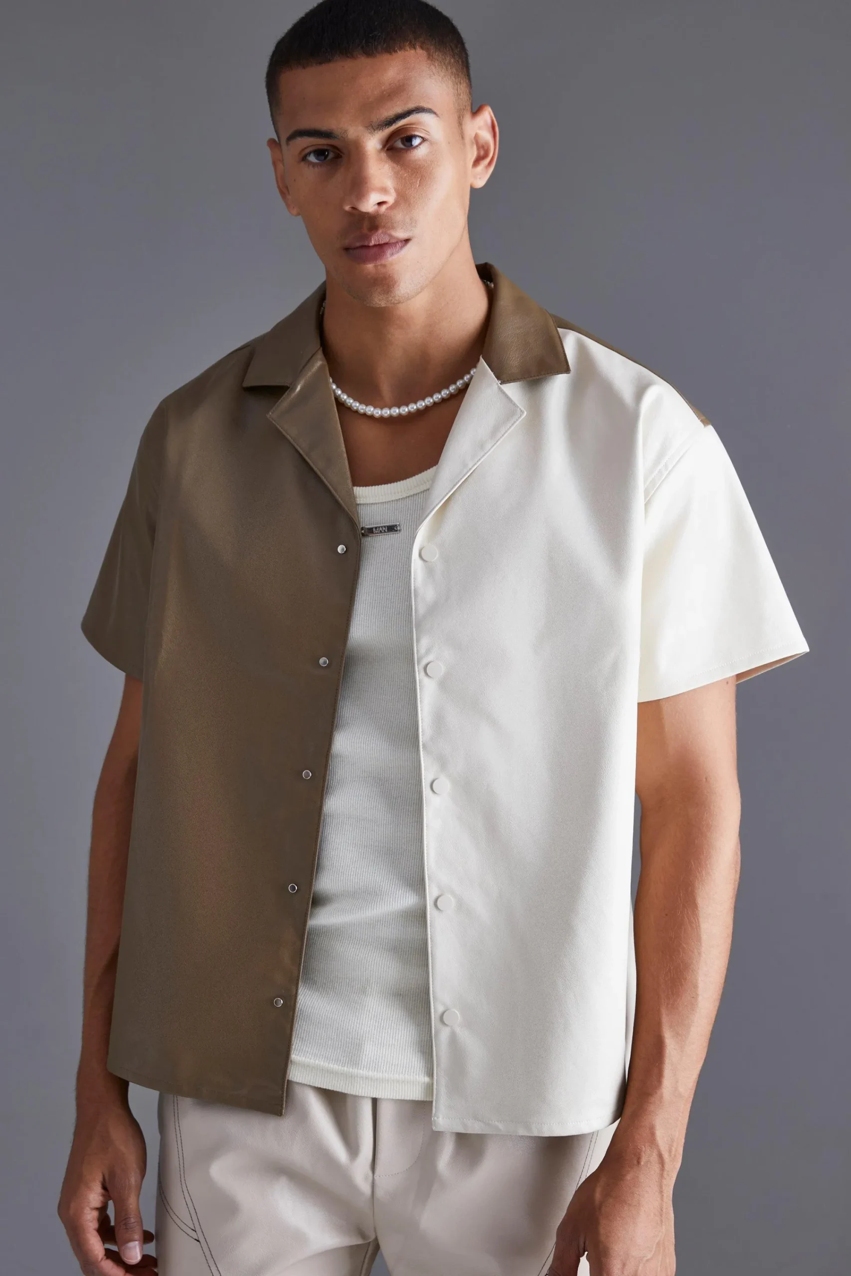 boohooMAN Pu Spliced Boxy Shirt | UK| Shirts