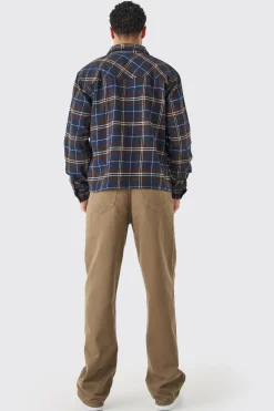 boohooMAN Quarter Zip Brushed Check Shirt | UK| Shirts