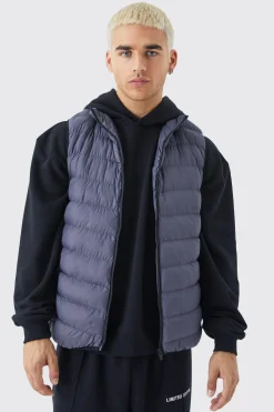 boohooMAN Quilted Funnel Neck Gilet | UK| Coats & Jackets