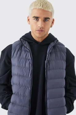 boohooMAN Quilted Funnel Neck Gilet | UK| Coats & Jackets