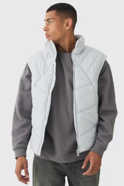boohooMAN Quilted Funnel Neck Gilet In | UK| Coats & Jackets
