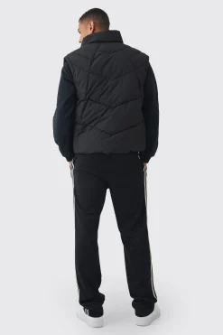 boohooMAN Quilted Funnel Neck Gilet In | UK| Coats & Jackets