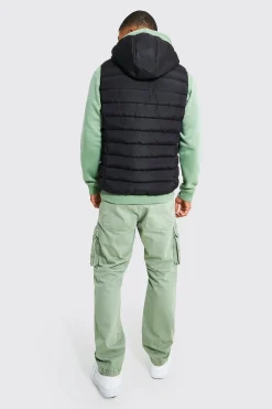 boohooMAN Quilted Gilet With Hood | UK| Coats & Jackets