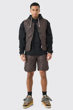 boohooMAN Quilted Liner Gilet And Short Set | UK| Sets & Co-Ords