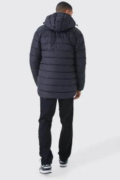 boohooMAN Quilted Longline Puffer With Hood | UK| Coats & Jackets