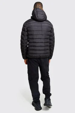 boohooMAN Quilted Zip Through Jacket With Hood | UK| Coats & Jackets