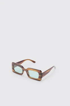 boohooMAN Rectangular Abstract Resin Rectangular Sunglasses In | UK| Sunglasses