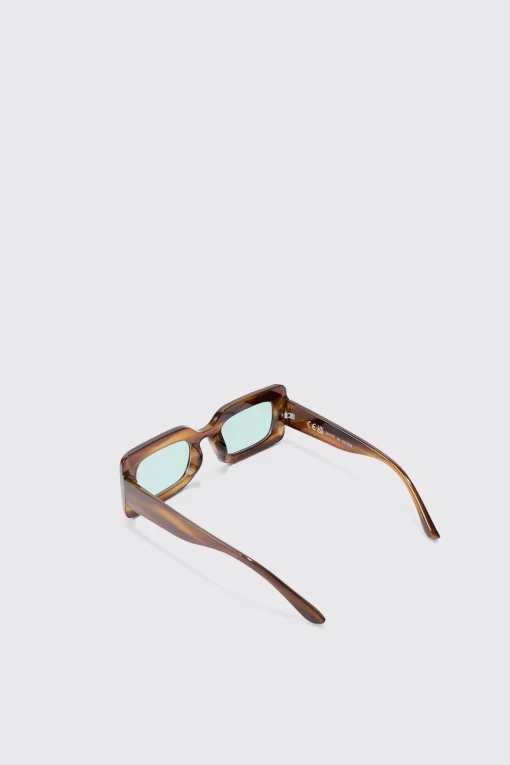 boohooMAN Rectangular Abstract Resin Rectangular Sunglasses In | UK| Sunglasses