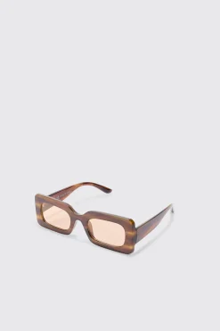 boohooMAN Rectangular Abstract Resin Rectangular Sunglasses In | UK| Sunglasses