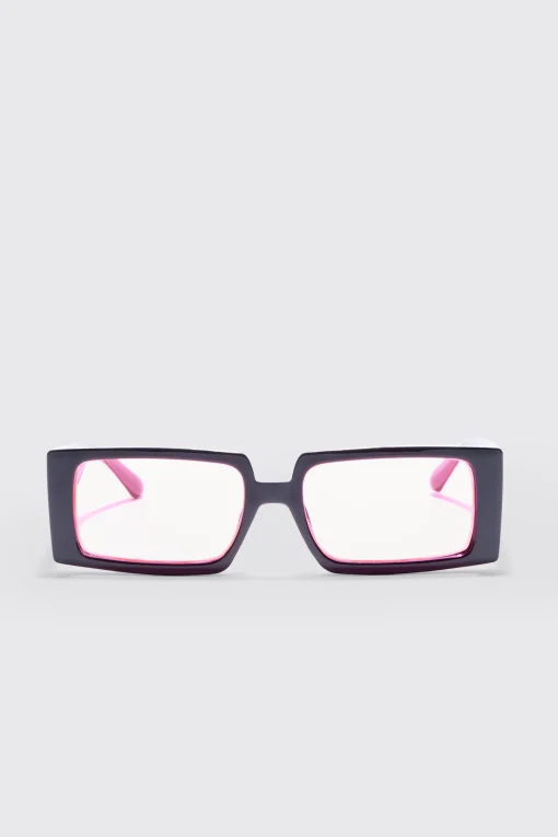 boohooMAN Rectangular Plastic Contrast Lens Sunglasses In | UK| Sunglasses