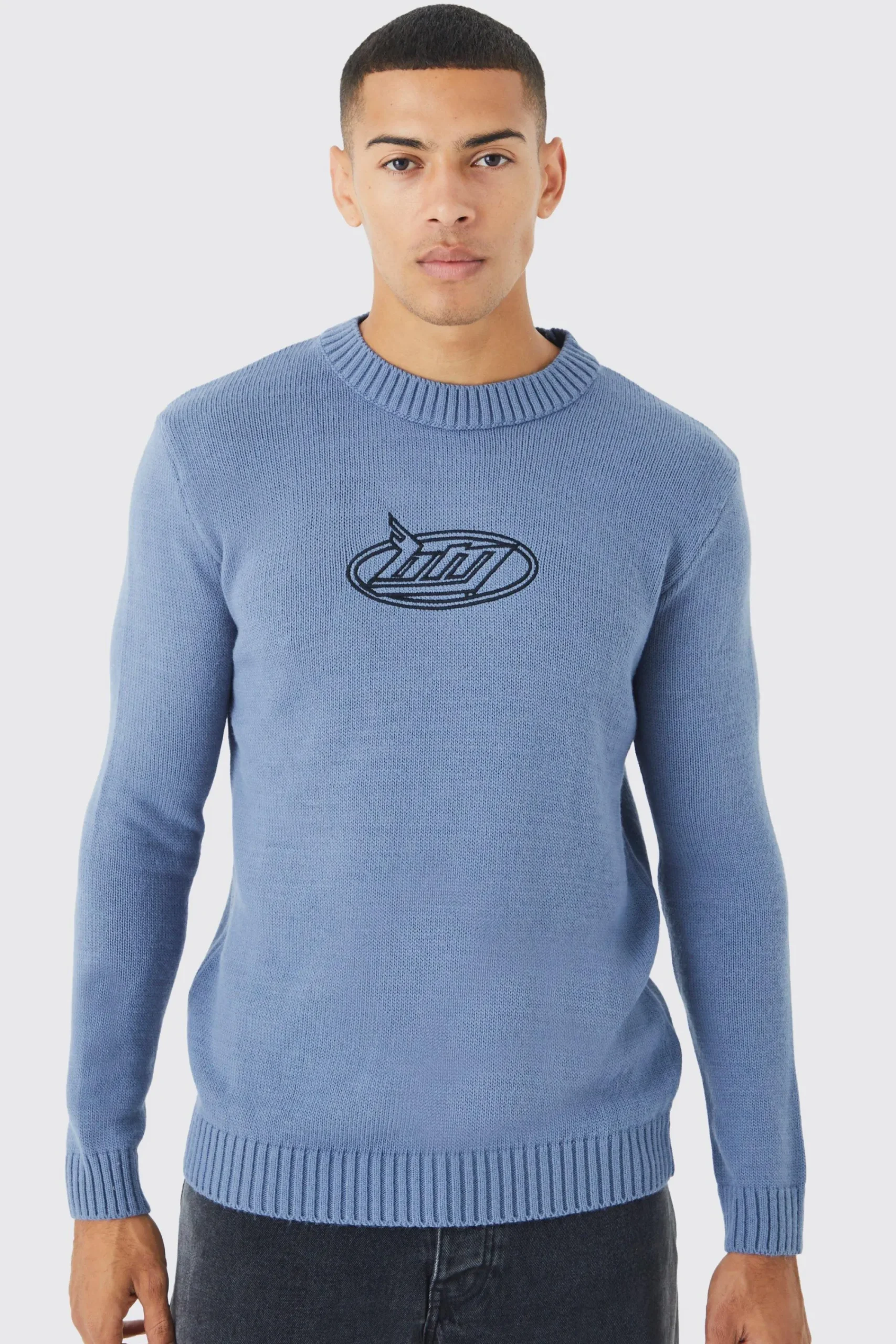 boohooMAN Regular B&m Embroidered Jumper | UK| Knitwear