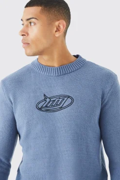 boohooMAN Regular B&m Embroidered Jumper | UK| Knitwear