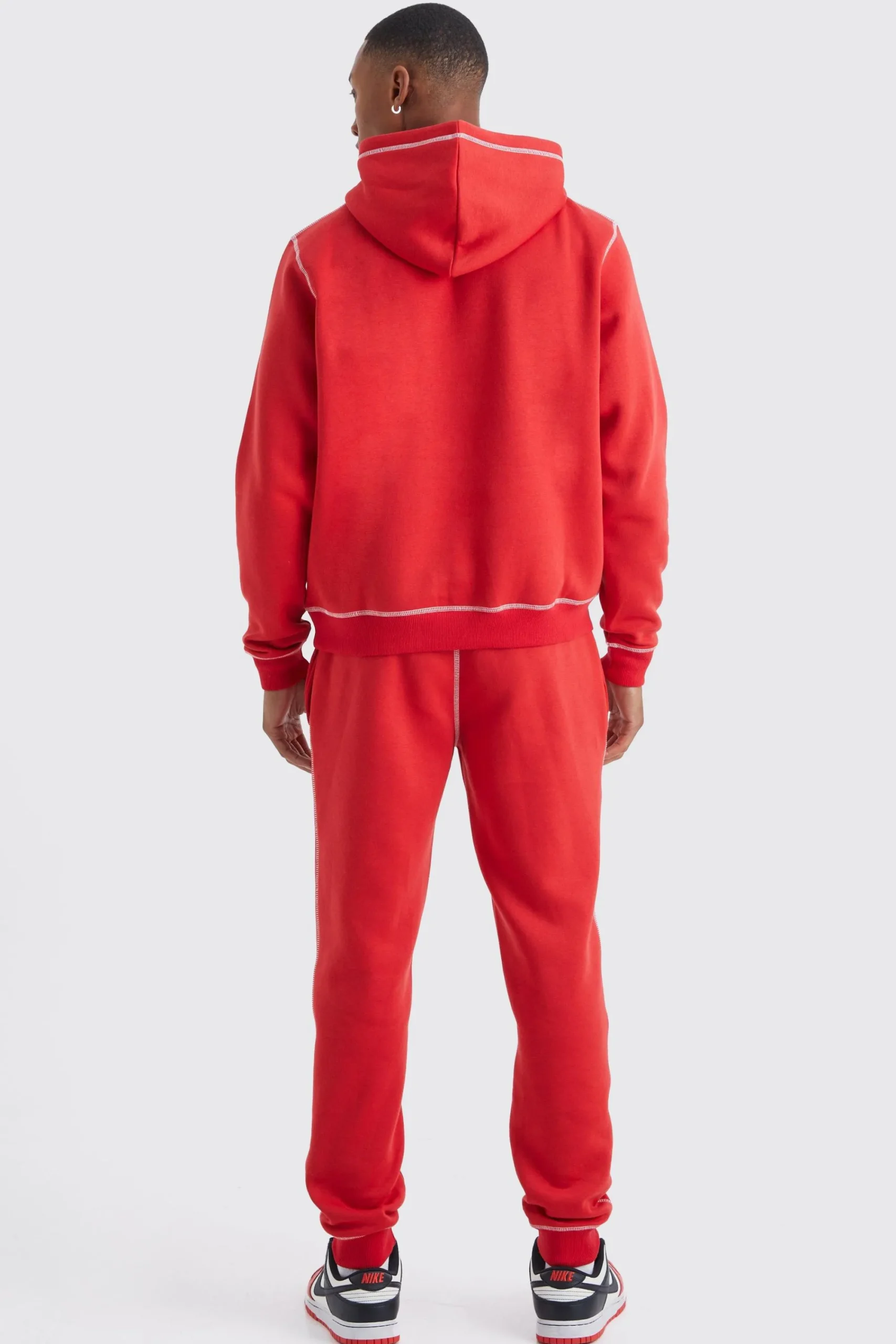 boohooMAN Regular Contrast Stitch Borg Applique Tracksuit | UK| Tracksuits