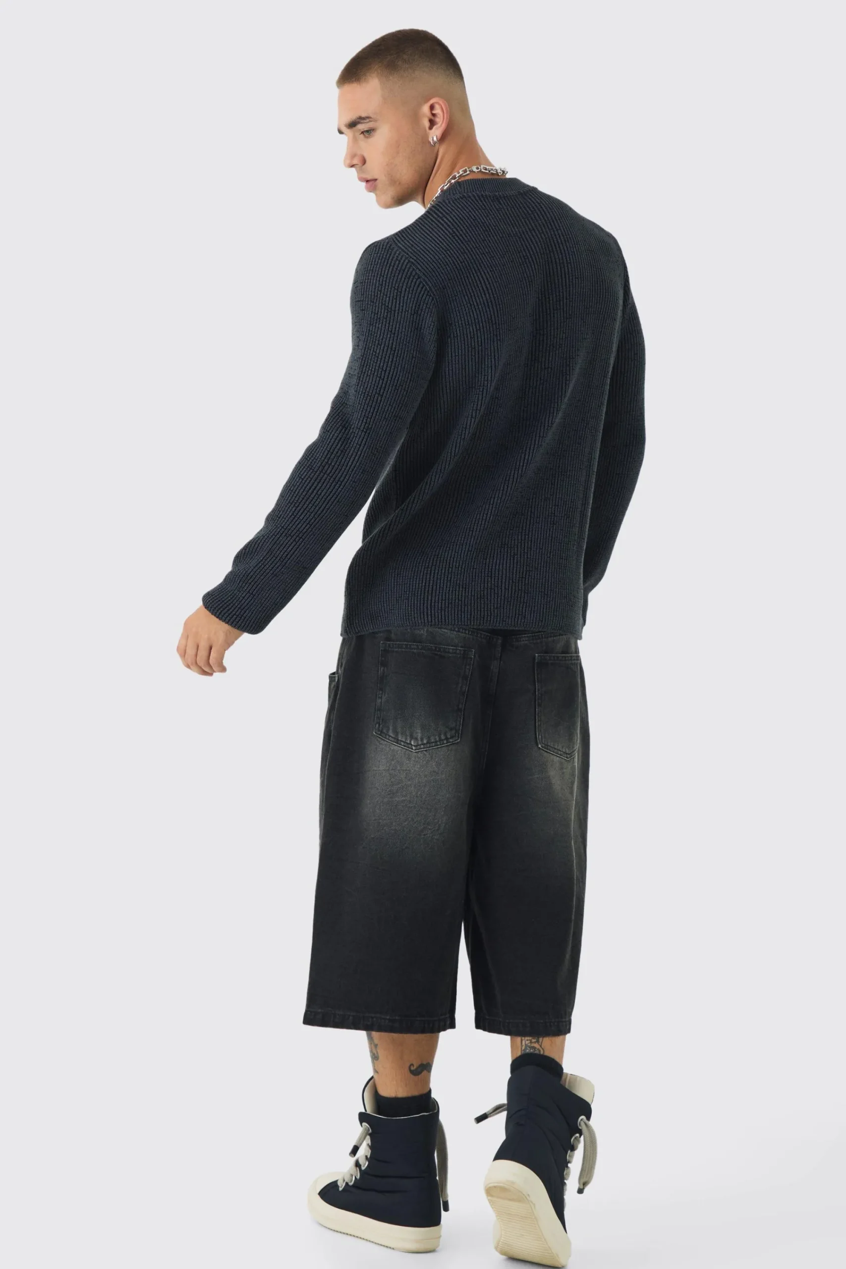 boohooMAN Regular Crew Neck Plated Ribbed Knit Jumper | UK| Knitwear