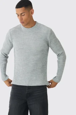 boohooMAN Regular Crew Neck Plated Ribbed Knit Jumper | UK| Knitwear