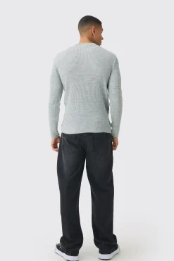 boohooMAN Regular Crew Neck Plated Ribbed Knit Jumper | UK| Knitwear