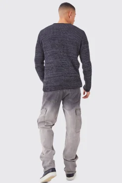 boohooMAN Regular Crew Neck Two Tone Rib Knitted Jumper | UK| Knitwear