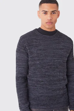 boohooMAN Regular Crew Neck Two Tone Rib Knitted Jumper | UK| Knitwear