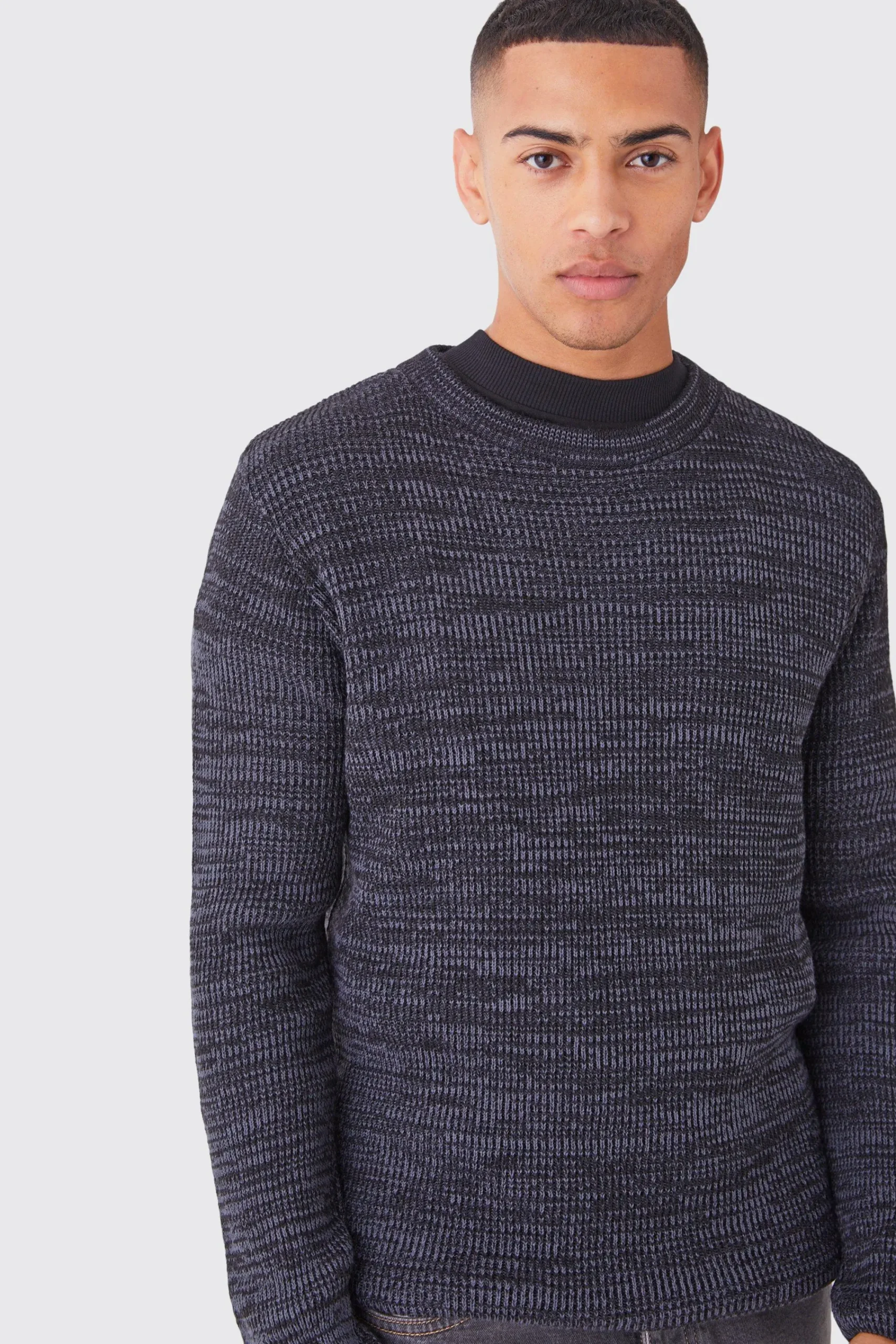 boohooMAN Regular Crew Neck Two Tone Rib Knitted Jumper | UK| Knitwear