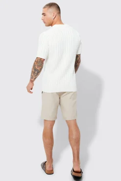 Regular Deep V Neck Waffle Knit Polo | UK^boohooMAN Sale
