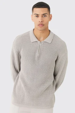 boohooMAN Regular Fit 1/4 Zip Funnel Fisherman Knit Jumper | UK| Knitwear