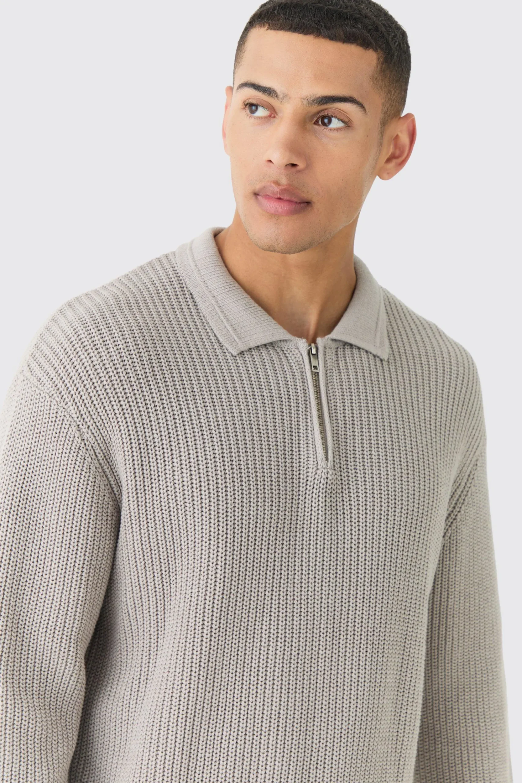 boohooMAN Regular Fit 1/4 Zip Funnel Fisherman Knit Jumper | UK| Knitwear