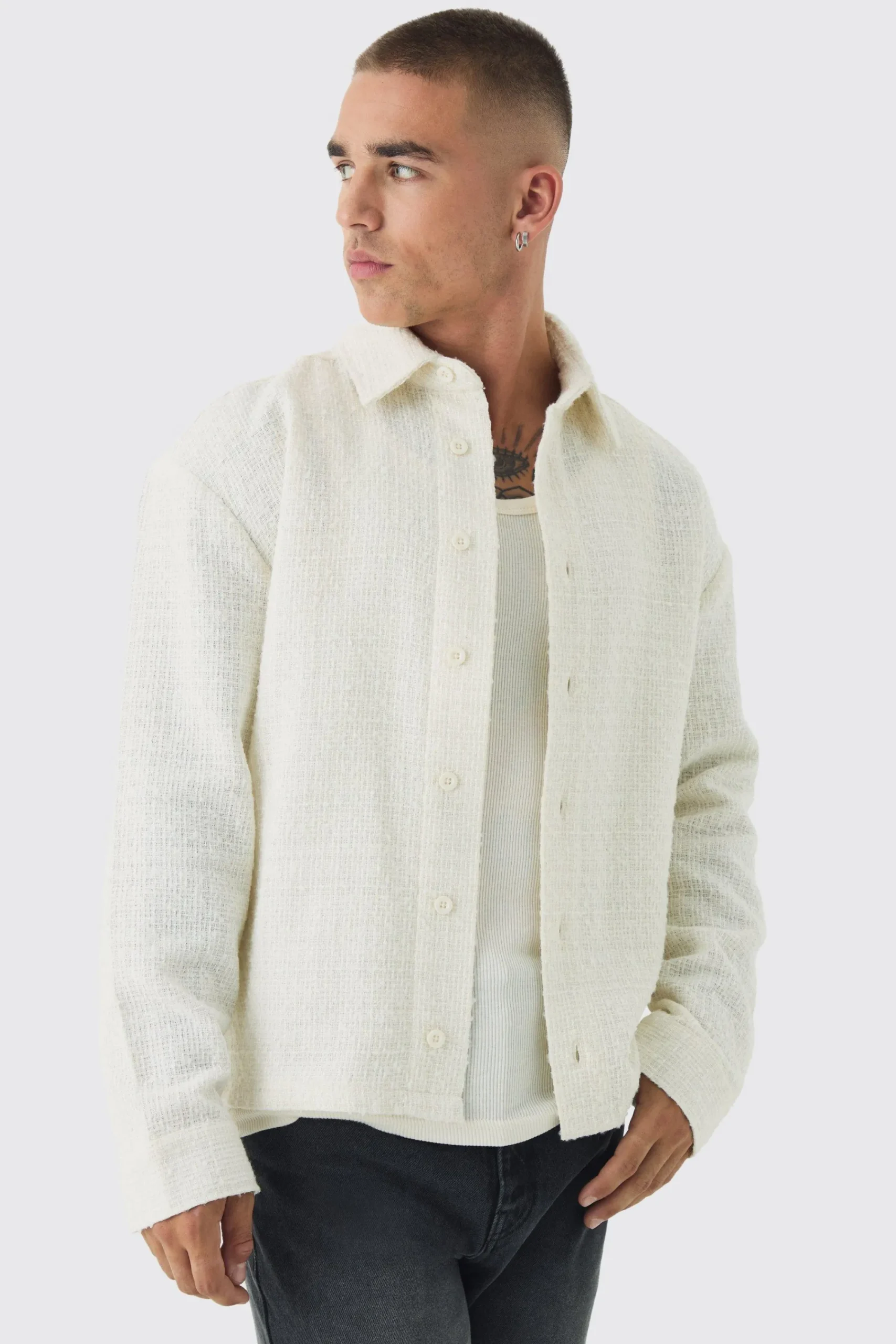 boohooMAN Regular Fit Boucle Overshirt | UK| Shirts
