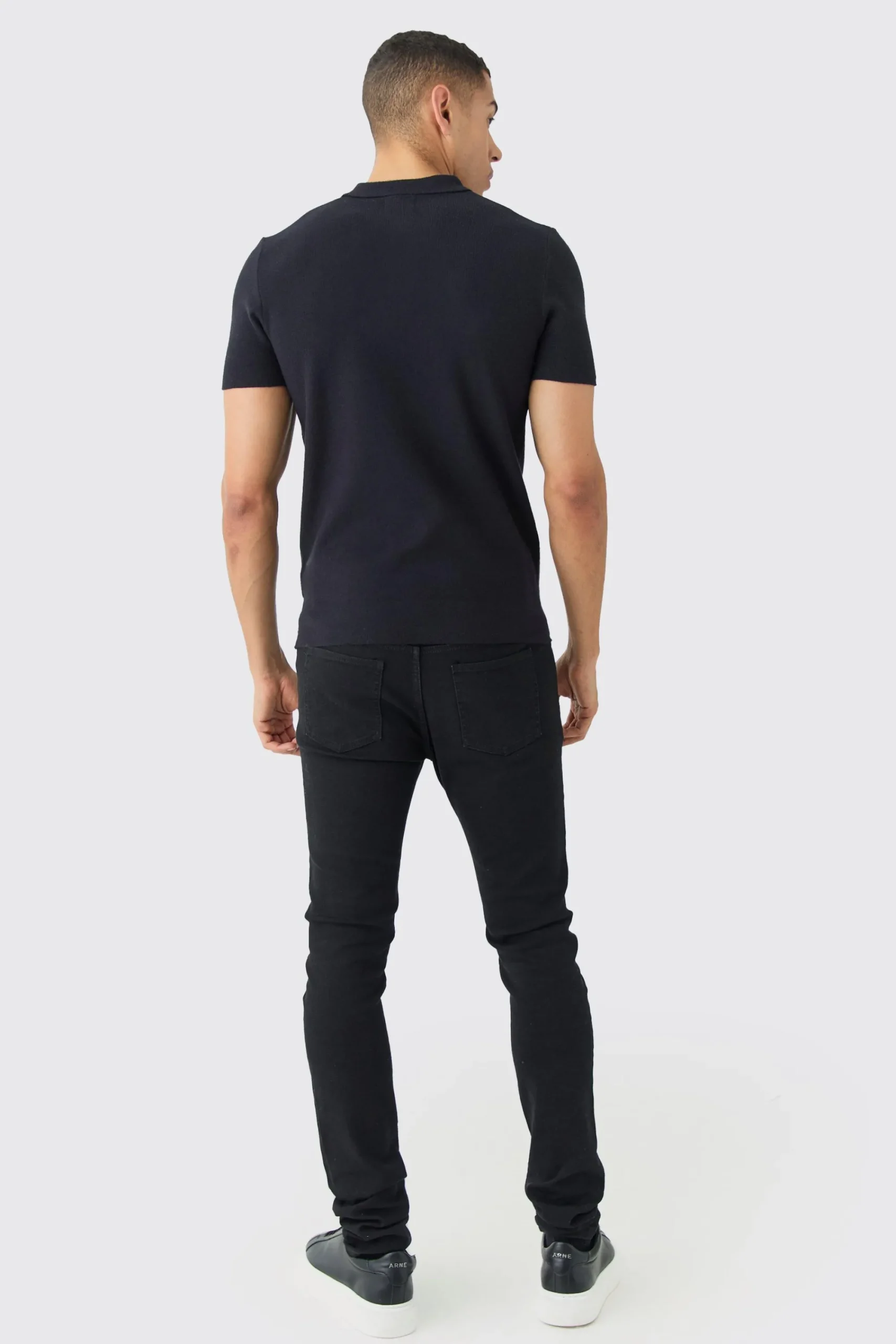 boohooMAN Regular Fit Button Up Knitted Polo | UK| Knitwear