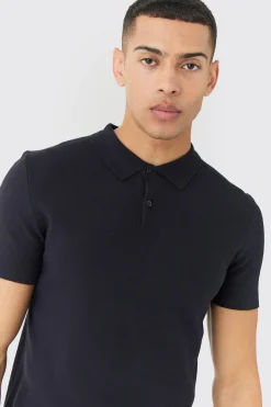 boohooMAN Regular Fit Button Up Knitted Polo | UK| Knitwear