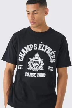 Regular Fit Champs Print T-Shirt | UK^boohooMAN New