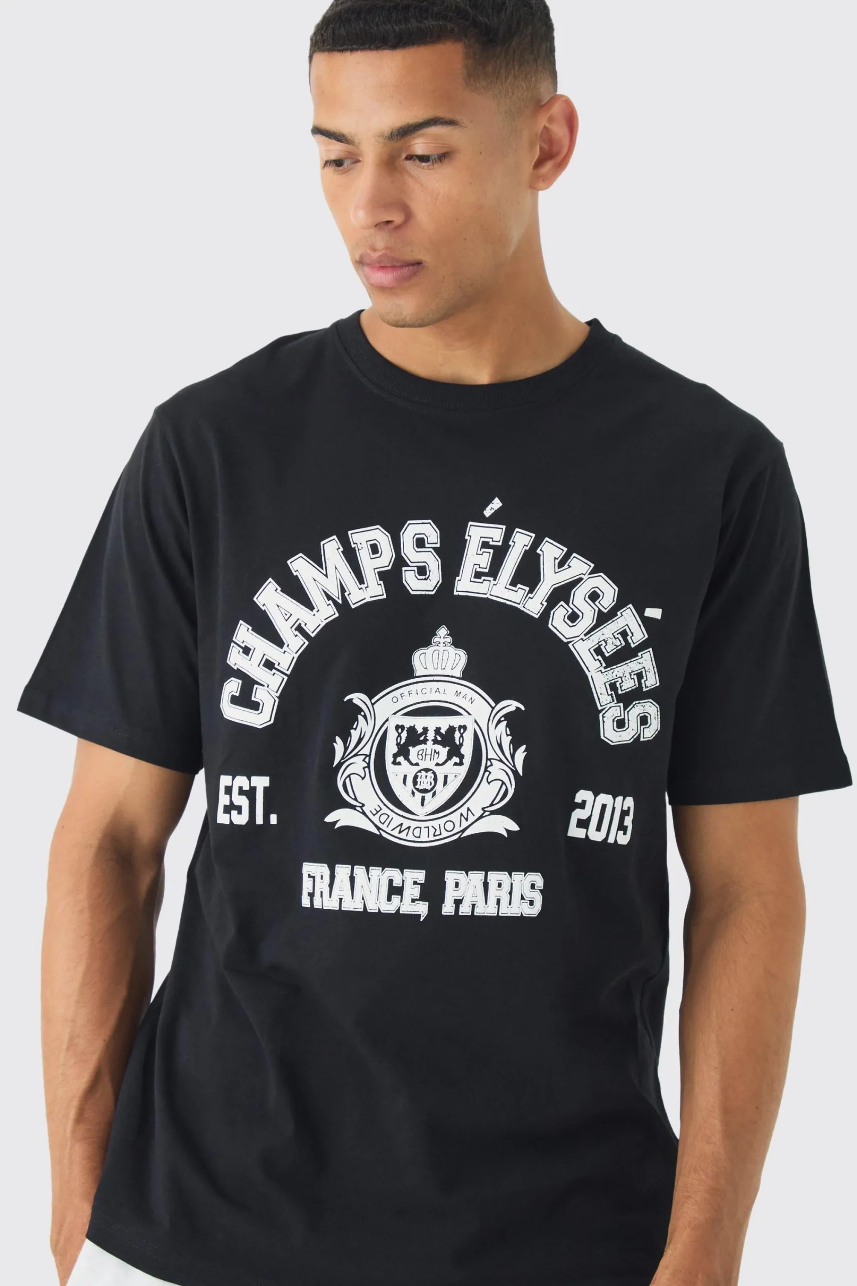 Regular Fit Champs Print T-Shirt | UK^boohooMAN New