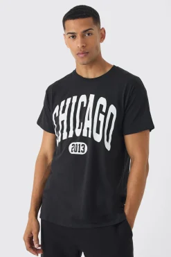 Regular Fit Chicago Varsity Graphic T-Shirt | UK^boohooMAN Sale