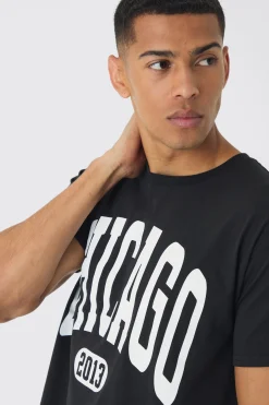 Regular Fit Chicago Varsity Graphic T-Shirt | UK^boohooMAN Sale