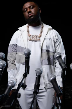 Regular Fit Crinkle Nylon Panelled Funnel Neck Hoodie | UK^boohooMAN Best