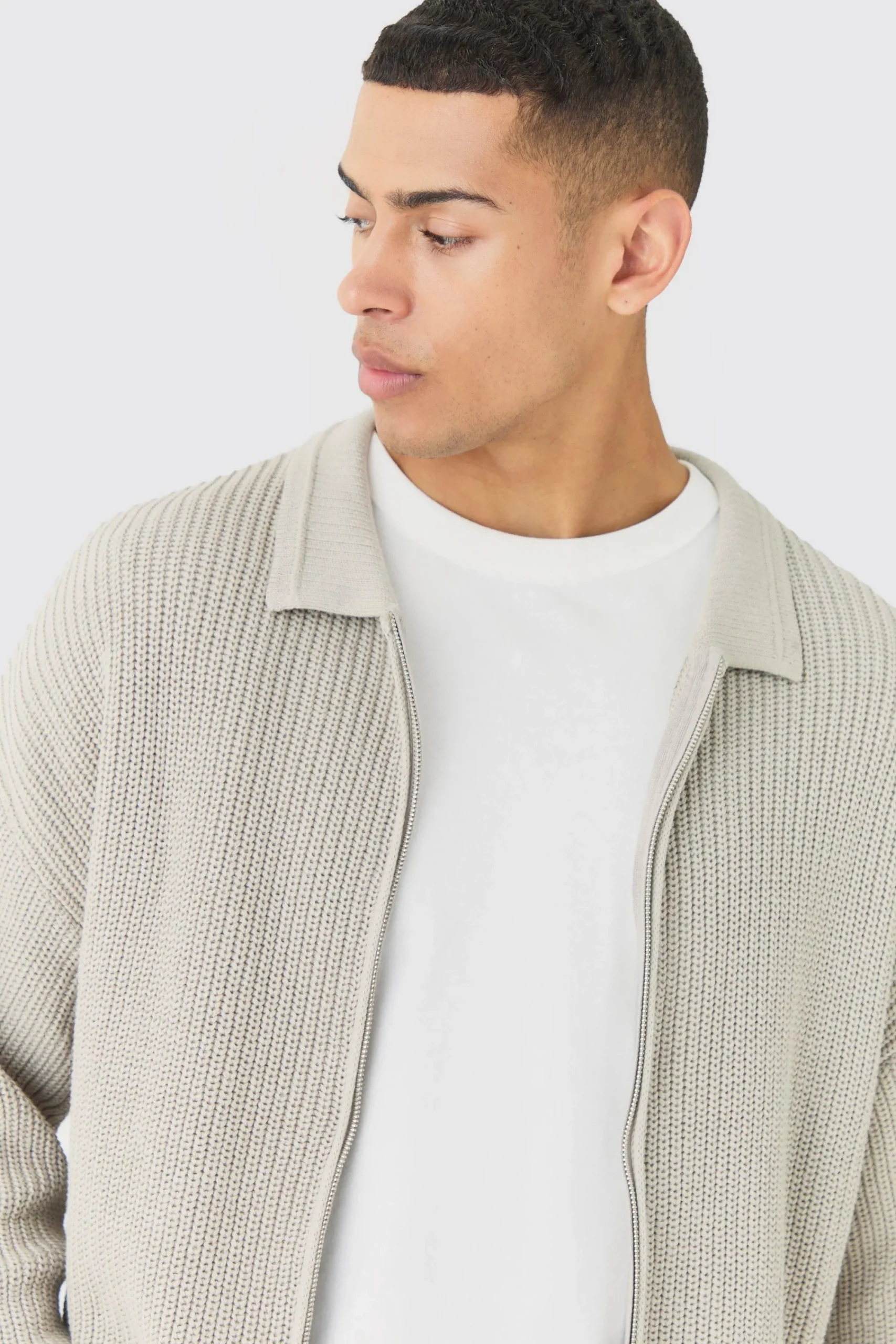 boohooMAN Regular Fit Dual Zip Through Fisherman Knit Jumper | UK| Knitwear