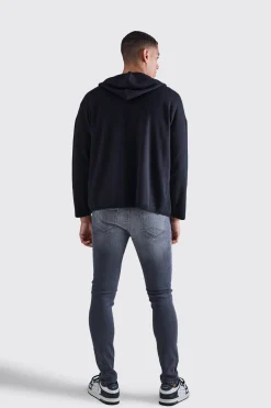 boohooMAN Regular Fit Dual Zip Through Knitted Hoodie | UK| Knitwear