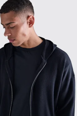 boohooMAN Regular Fit Dual Zip Through Knitted Hoodie | UK| Knitwear